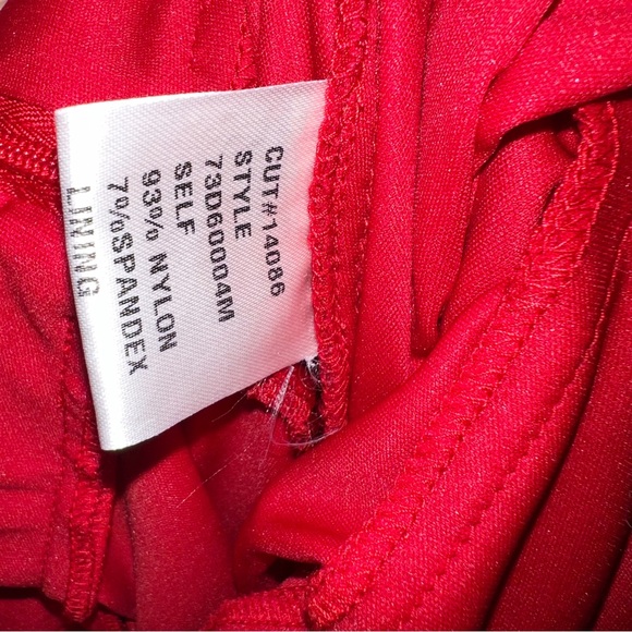 Red Mesh Ruffle Ruched Mini Dress Size Small - Picture 5 of 8